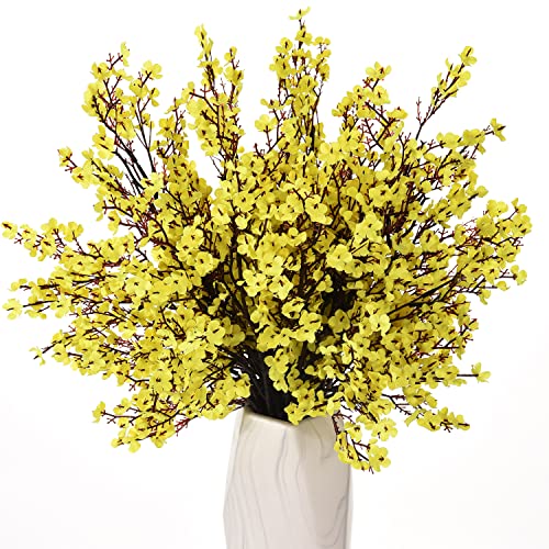 15PCS Artificial Baby Breath Flowers Fake Silk Real Touch DIY Floral Bouquets Decor Wedding Party Decoration Arrangements-Yellow - color: 15pcs-yeiiow