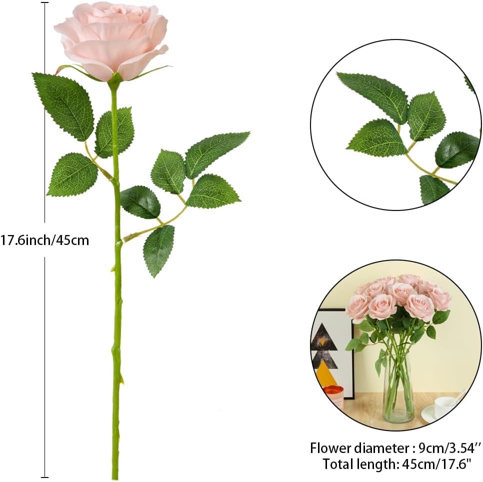 55 Pcs Blush Roses Artificial Flowers Bulk, Artificial Roses Fake Flowers with Adjustable Stems, Soft Foam Roses for DIY Wedding Bouquets, Bridal Shower Centerpieces, Home Party Decor - color: Blush