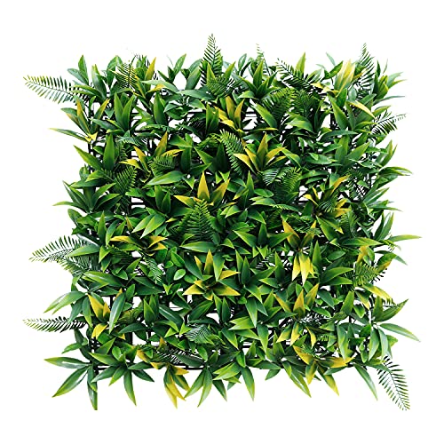 ECOOPTS 20"x20" Faux Ivy Privacy Fence Screen Artificial Boxwood Panels Topiary Hedge Plants for Indoor Outdoor Decoration, #3 Mixed Leaves, 6 Packs - color: #3 Mixed Leaves, size: 20"x20"
