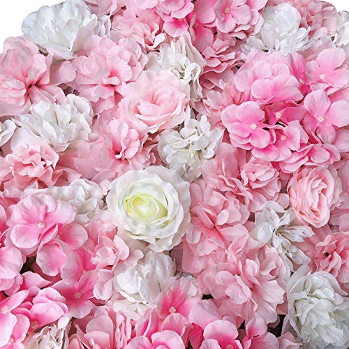 DNYSYSJ Flower Wall 12PCS 23.62'' x 15.75'' x 0.79'' Rose Flowers Panel Artificial Dahlia Wall Backdrop for Garden Patio Wedding Stage Baby Girls Room, Gradient Pink - color: Gradient Pink, size: 12 pieces