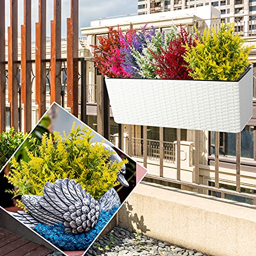Outdoor Artificial Lavender Fake Flowers - 20 Bundles UV Resistant Outdoor Faux Plastic Flowers Plants Greenery Shrub for Indoor Outside Decoration(Yellow) - color: Yellow, size: 20 Bundles