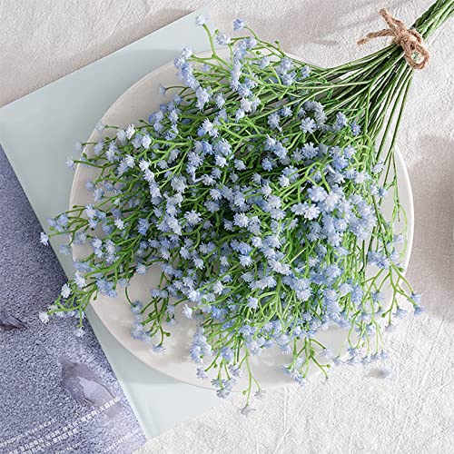 Yastouay Babys Breath Artificial Flowers, 12Pcs Fake Babys Breath Flowers Artificial Bulk, Real Touch Faux Babies Breath Gypsophila Bouquet for Wedding Centerpiece Floral Arrangement Party Decor - color: Blue, size: 12 Pcs