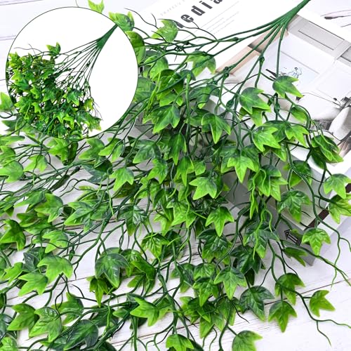 Waipfaru Artificial Hanging Ivy for Outdoors, Fake Hanging Plants, 4pcs Faux Ivy Pothos Vines Greenery for Wall Home Bedroom Living Aesthetic Kitchen Office Aesthetic Kitchen Indoor Outdoor Decor - color: Ivy, size: 4Pcs Plants