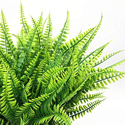 Artificial Boston Fern Plant Bushes, Plastic Shrubs Grass Leaves Fake Plants Outdoor Indoor Greenery Home Garden Décor UV Resistant Table Centerpieces DIY Decoration Planting Filler 8 Pack - color: Persian Grass/ 8 Pcs