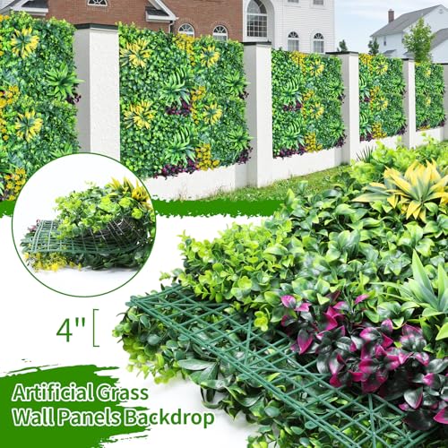 Boxwood Panels, 12PCS 20"x20" Grass Wall, Plant Wall, Grass Backdrop, Privacy Screen, Artificial Boxwood Panels, Sun Protected Green Decor for Outdoor, Garden, Backyard and Décor - size: 12 Pieces 20x20-A