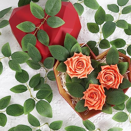 80pcs Rose Leaves Greenery Artificial Fake Green Leaves Bulk for DIY Wedding Bouquets Centerpieces Party Decorations - color: 80pcs 6-leaf Rose Leaves