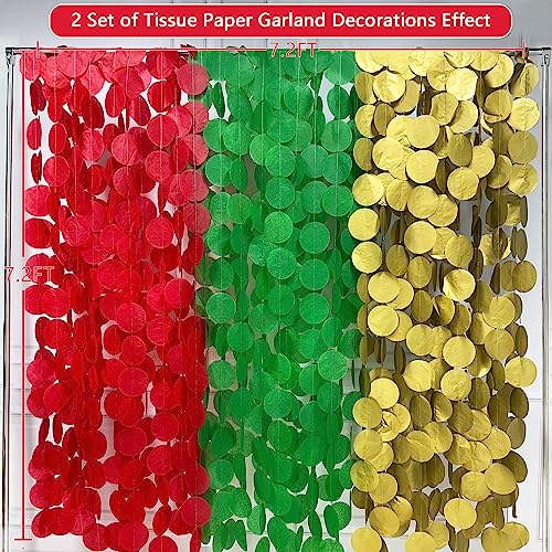 192Ft Christmas Party Decorations Red Green Metallic Gold Tissue Paper Big Polka Dots Backdrop Streamer Circle Dots Hanging Garland for Xmas Holiday Birthday Baby Shower Wedding Hen Party Supplies - color: Green Red Gold