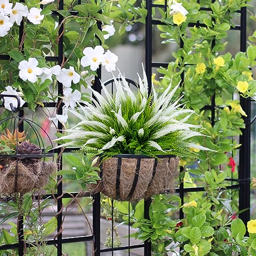 12 Bundles Outdoor Artificial Plants Flowers UV Resistant Fake Grass Plants Tropical Faux Bushes Shrubs for Home Front Porch Outside Planter Garden Landscape Décor - color: White Setaria, size: 12 Pcs