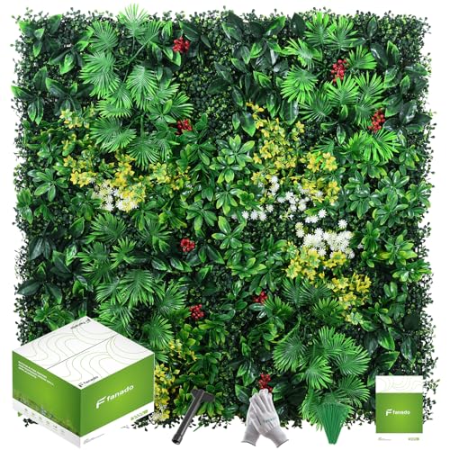 fanado Artificial Grass Wall Panels, 12 Pack 20"x20" UV-Anti Greenery Boxwood Panels, Privacy Green Wall Decor, Plant Hedge Fence Screen for Indoor Home Wedding Decor and Outdoor Backyard - color: Sarcandra Glabra, size: 20x20 in 12pcs