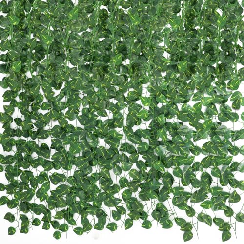 CEWOR 72 Pack 474ft Fake Vines with Leaves for Bedroom Decoration, Ivy Garland Fake Ivy Leaves Artificial Greenery Garlands Hanging Vines for Room Decor Wedding Wall Indoor Outdoor - size: F-72pcs of Vines with 0 LED lights