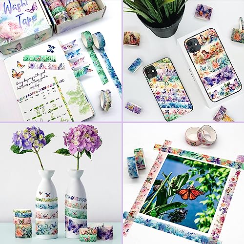 20 Rolls Washi Tape Set - Floral Butterfly Decorative Masking Tape, Adhesive Tape for Bullet Journal Supplies, Junk Journal, Diy Craft, Scrapbooking Supplies, Gift Wrapping, Party Decoration - style: Floral