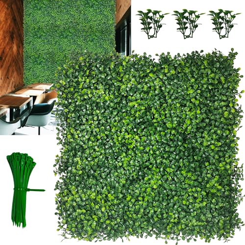 Artificial Boxwood Panels: 20"x 20"(16P) 4-Layer Leaf UV-Protected Grass Wall Backdrop Panels for Outdoor, Indoor, Garden&Fence Covering Privacy, Backyard and Decor - size: 20"x20" (16)