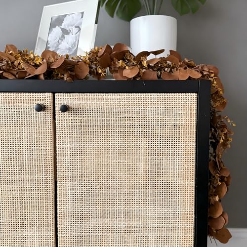 CQURE 3Pcs Eucalyptus Garland,Artificial Eucalyptus Leaves Table Greenery Garland Wreath Vines for Wedding Party Table Fireplace Bedroom Wall Room Decor - size: 17.7 Ft-Brown