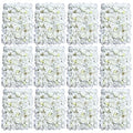 12pcs 24" x 16" Artificial Flower Wall Panel Background,3D White Plastic Hydrangea Rose Flowers Wall Backdrop for Wedding Party Event Photo Backdrop Wall Decor (White)