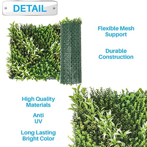 Patio Paradise Artificial Greenery Grass Wall Panels, 20"x20" (6pc) Faux Grass Boxwood Backdrop Fake Ivy Privacy Screen Green Hedge for Indoor Outdoor Décor, 13 3D Mixed - color: #13 3D Mixed, size: 20"x20"
