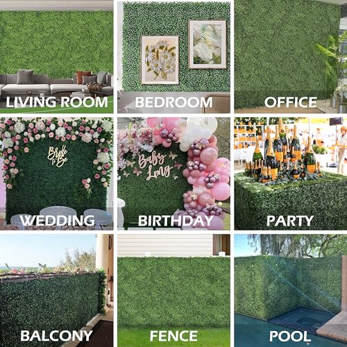 NETAP Grass Wall Panels, 10"x 10"(10pcs) 4-Layer Artificial Boxwood Faux Green Wall for Interior, Garden Party Wedding Backdrop, Indoor Outdoor Plant Wall Decor - size: 10x10 pack of 10