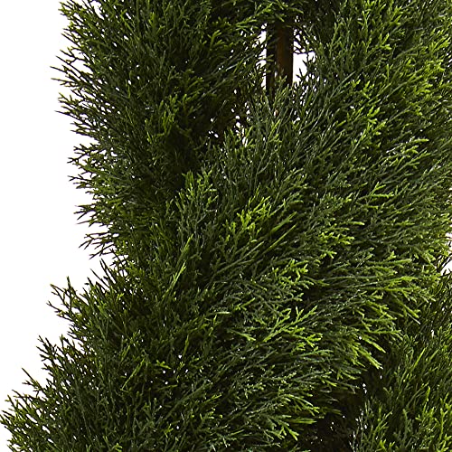 Nearly Natural 4ft. Double Pond Cypress Spiral Artificial Tree in Sand Colored Planter UV Resistant (Indoor/Outdoor)