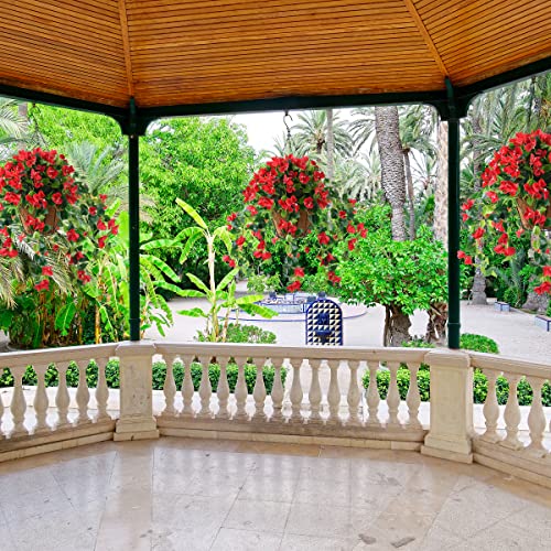 Homsunny Artificial Hanging Flowers Plants Basket for Outdoor Decoration,4 PCS Faux Silk Bougainvillea Vine Flowers Look Real UV Resistant for Outside Porch Patio Yard Garden Decor(Red) - color: Red