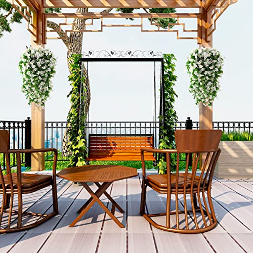 ZFProcess Artificial Fake Hanging Flowers Plants for Outdoor Spring Summer Decoration, 2PCS Faux Silk Violet UV Resistant Look Real Trailing Vines for Outside Home Planter Porch Patio(White) - color: A White