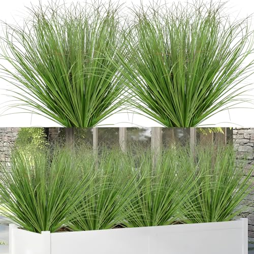 Betylifoy Artificial Grass Plants Outdoor 28 Bundles Fake Wheat Grass UV Resistant Faux Shrubs Bushes Plant Green Onion Grass Artificial Greenery Tall Stems for Indoor Outdoor Office Home Decor - color: Green