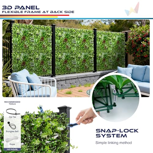 Windscreen4less 1 PC 40"x40" Artificial Boxwood Panels Faux Plant Grass Green Wall Panel Decoration for Outdoor Indoor Garden Backyard (Style 5) - color: 3d Panel Style 5, size: 40"x40"