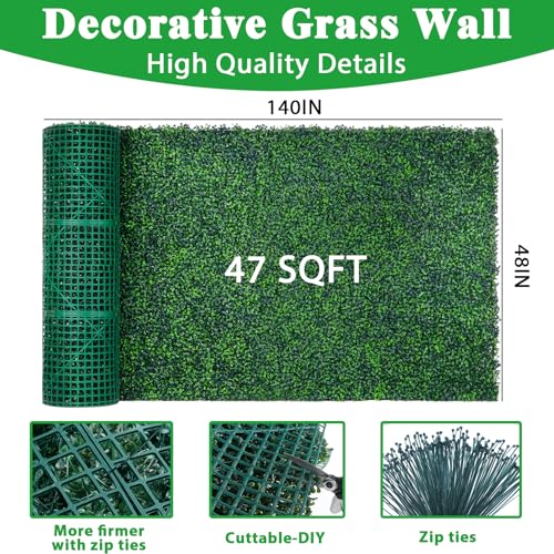 Yangrass Boxwood Roll Panels, 48"x140" Artificial Ivy Privacy Fence Screen, UV-Anti Faux Boxwood Roll Grass Wall Panels for Garden Patio Balcony Privacy - size: 48x140 IN