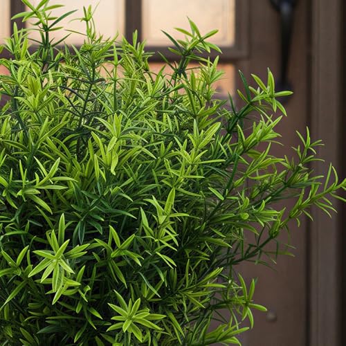 CEWOR Artificial Plants Greenery Outdoor UV Resistant Faux Grass Shrubs Fake Rosemary for Wedding Decoration Farmhouse Garden Porch Window Patio Planter Indoor (12 Bundles) - color: Green Rosemary