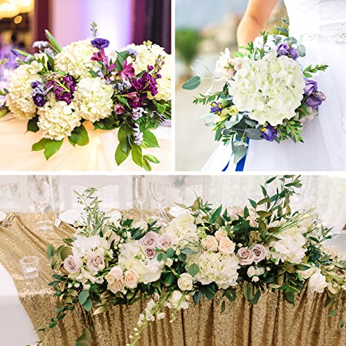 JPSOR 40pcs Artificial Hydrangea Silk Flower Heads with Stems, Fake Flowers for Mothers Day Wedding Centerpiece Home Garden Party Decoration (White) - color: White