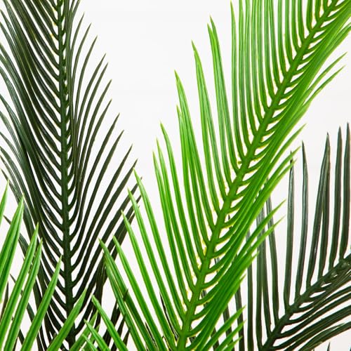 Nearly Natural 40in UV Resistant Artificial Double Cycas Palm Tree in White Planter