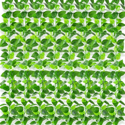 BLEUM CADE 8Pcs Fake Vines with Faux Pothos Leaves, Artificial Ivy Garland Fake Plants Greenery for Bedroom Living Room Office Wall Garden Wedding Party Indoor Outdoor Decor Aesthetic - color: Pothos Vines - 8pcs