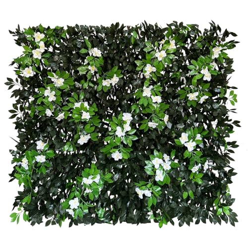 Sumery Expandable Fence Privacy Screen for Balcony Patio Outdoor,Decorative Faux Ivy Fencing Panel,Artificial Hedges (Single Sided Leaves) (1, Branches -White Fowers) - color: Branches -White Fowers