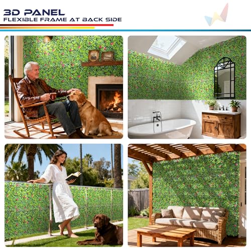 Windscreen4less 1 PC 40"x40" Artificial Boxwood Panels Faux Plant Grass Green Wall Panel Decoration for Outdoor Indoor Garden Backyard (Style 1) - color: 3d Panel Style 1, size: 40"x40"
