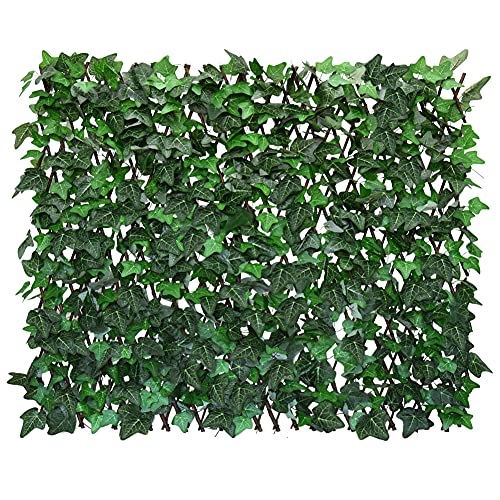 Sumery Expandable Fence Privacy Screen for Balcony Patio Outdoor,Decorative Faux Ivy Fencing Panel,Artificial Hedges (Single Sided Leaves) (1, Green-Ivy) - color: Green-Ivy