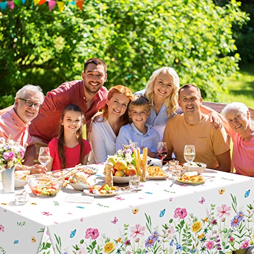 3Pcs Spring Floral Plastic Tablecloth,Pink Purple Blue Flower Butterfly Disposable Table Cover for Home Decor Summer Spring Picnic Dining Holiday Weeding Birthday Tea Party Decorations,54x108 Inch - size: 108" X 54" (Rectangular) - 3 Pack
