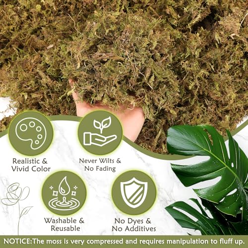 MAPVOLUT Artificial Moss - 45.86 OZ (2.89LB) - Premium Fake Moss Versatile for Crafts & Décor - Natural Look, Low Maintenance, Perfect for Fairy Gardens, Terrariums, Wedding Decor & Faux Potted Plants - color: Fresh Green & Brownish Green