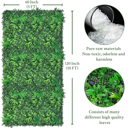 ODTORY Artificial Greenery Wall Panels: 60'' x 120'' UV-Anti Faux Greennery Grass Wall Privacy Backdrop Fence Screen for Garden Fence Covering Privacy, Outdoor Indoor Home Decor - size: 60 X 120 IN