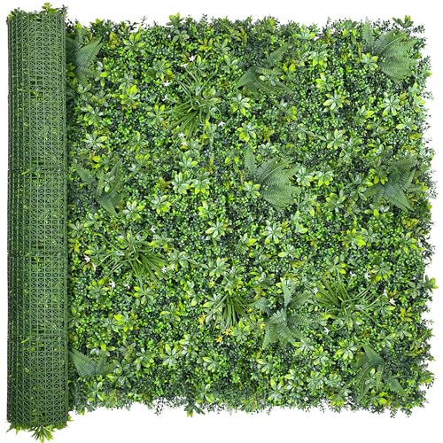 ODTORY Artificial Green Wall Roll: 6FTx12FT UV-Anti Faux Ivy Greennery Boxwood Privacy Backdrop Fence Screen Panels for Party Garden Decor,Indoor Outdoor Patio Balcony - size: 6FT x 12FT