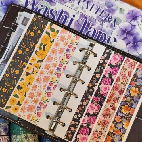 42 Rolls Vintage Floral Washi Tape Set - Decorative Tape for Scrapbooking, Journaling, Bullet Journals, DIY Crafts, and Gift Wrapping - color: Purple