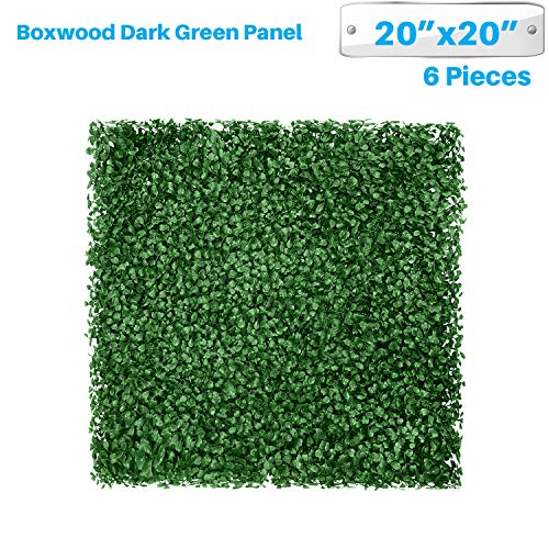 Patio Paradise 20"x20" (6PC) Artificial Grass Wall Panels Greenery Backdrop Faux Boxwood Hedge Fake Ivy Privacy Screen for Outdoor Wedding Décor Photography Background, Dark Milan - color: Dark Milan, size: 20"x20"