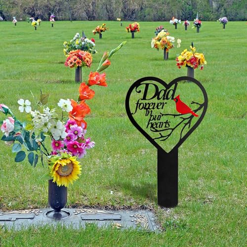 Grave Decorations for Cemetery, Cemetery Decorations for Dad Grave, Memorial Graves Markers - style: Heart Dad-A