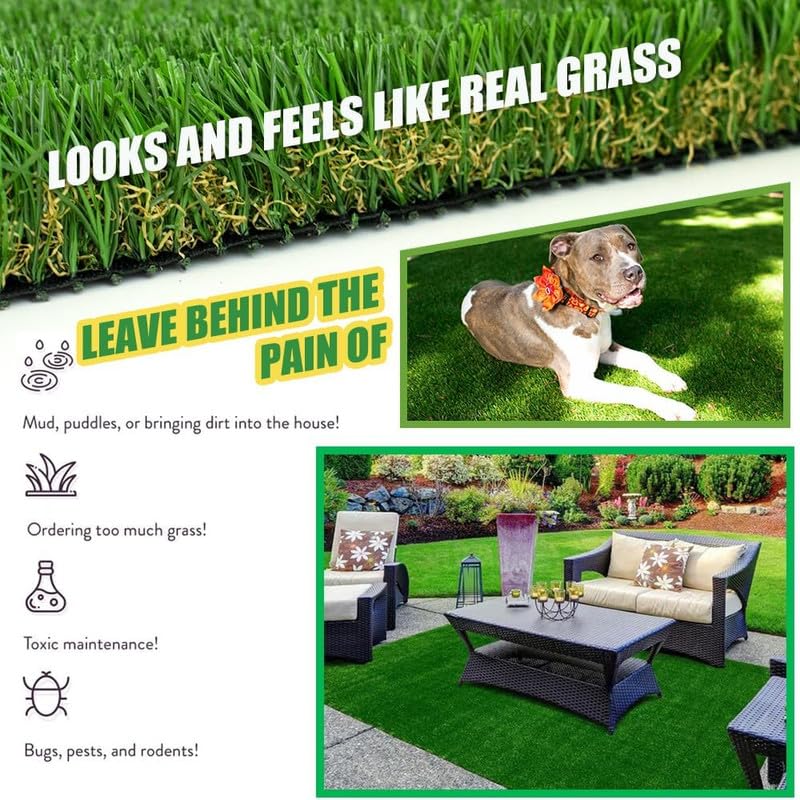 ALTRUISTIC Ultrathick Heavy Duty Artificial Grass Turf 1FTX3FT,1.77 Inch Luxurious PU Backing Indoor/Outdoor Dog Synthetic Grass,Garden Landscape Patio Fake Faux Grass Rug Mat,Sent by ROLLED - size: 1FTX3FT