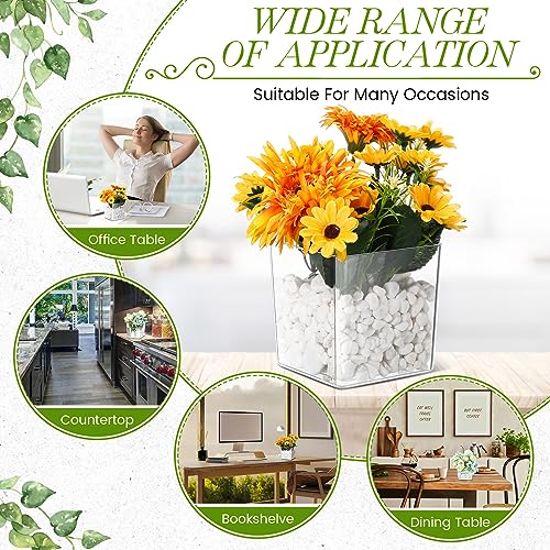 Tioncy 4'' x 4'' 24 Pcs Cube Clear Flower Vase Acrylic Flower Vase Square Acrylic Container Cube Decorative Centerpiece for Plant Home Office Floral Decor - size: 4'' x 4''