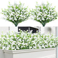Sggvecsy Artificial Flowers for Outdoors 24 Bundles UV Resistant Boxwood Shrubs Artificial Eucalyptus Fake Plants Faux Plastic Greenery for Farmhouse Garden Home Indoor Outdoor Decoration（White） : Home & Kitchen