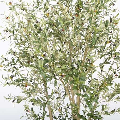 Nafresh Majestic Faux Olive Tree，10ft（120in） Realistic Potted Silk Artificial Olive Tree， Fake Olive Trees Indoor with Green Leaves and Big Fruits for Home Office Living Room Stairs Patio Decor. - size: 10ft