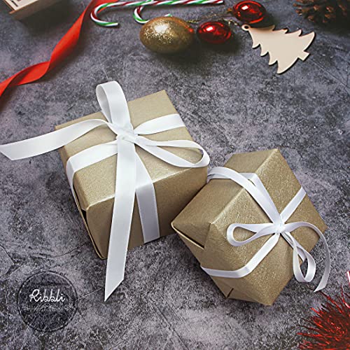 Ribbli Double Faced White Satin Ribbon,1/2” x Continuous 25 Yards,Use for Bows Bouquet,Gift Wrapping,Floral Arrangement - color: White, size: 1/2 inch