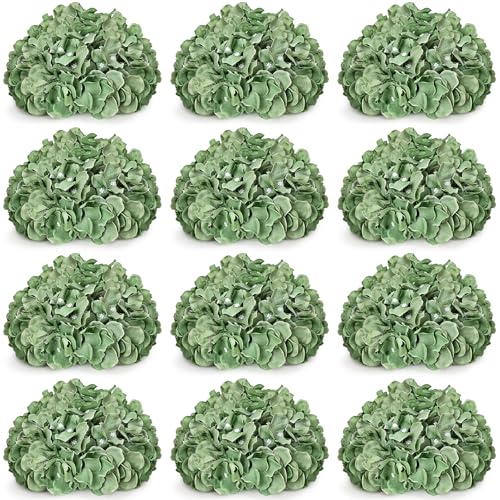 Hydrangea Flower Balls for Centerpieces - 12 PCS Artificial Floral Arrangement with Base, 8 Inch Diameter Fake Silk Kissing Ball for Wedding Table Home Party Decor - Sage Green - color: Sage Green-8 Inch-12 Pcs, size: Small Size