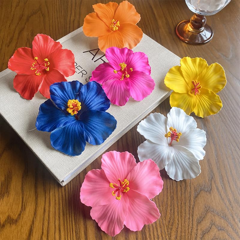 8pcs Hawaiian Flower Hair Clips for Women Fake hair clip for thin thick hair Clips for Wedding Bridal Beach Party (8pcs Vacation style) - color: 8pcs Vacation style