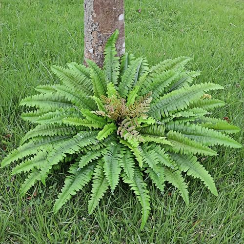 Artificial Ferns for Outdoors & Indoors, 45" Fake Ferns with 63 Fronds, Large Faux Fern Greenery Plants Ideal for Entrance Planter Porch Garden Hall Home Office Decor, Hanging or Potted - size: 63 fronds-1p