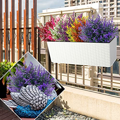 Outdoor Artificial Lavender Fake Flowers - 20 Bundles UV Resistant Outdoor Faux Plastic Flowers Plants Greenery Shrub for Indoor Outside Decoration(Purple) - color: Purple, size: 20 Bundles