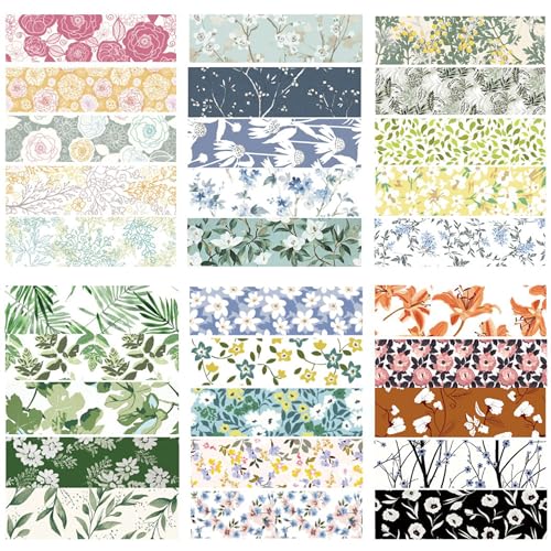 Flowers Washi Tape Set 30 Rolls Floral Patterns Decorative Skinny Slim Masking Tapes for Arts, DIY Crafts, Journals, Planners, Scrapbook, Wrapping (Greens Thrive) - color: Greens Thrive